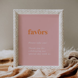 Affiche Été rétro Faveurs de mariage rose et orange