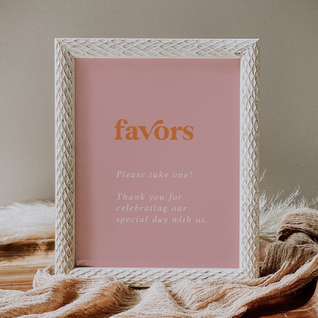 Affiche Été rétro | Faveurs de mariage rose et orange (Créateur téléchargé)