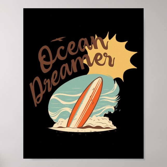 Affiche Été - Rêveur océanique en surf (Devant)