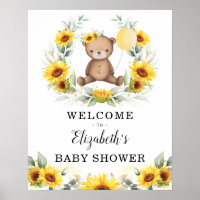 Été Teddy Bear Sunflower Wreath Welcome Baby
