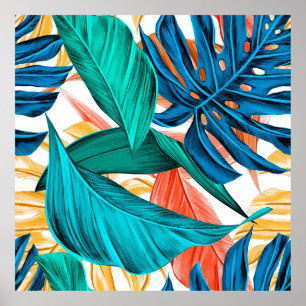 Affiche été tropical feuille exotique