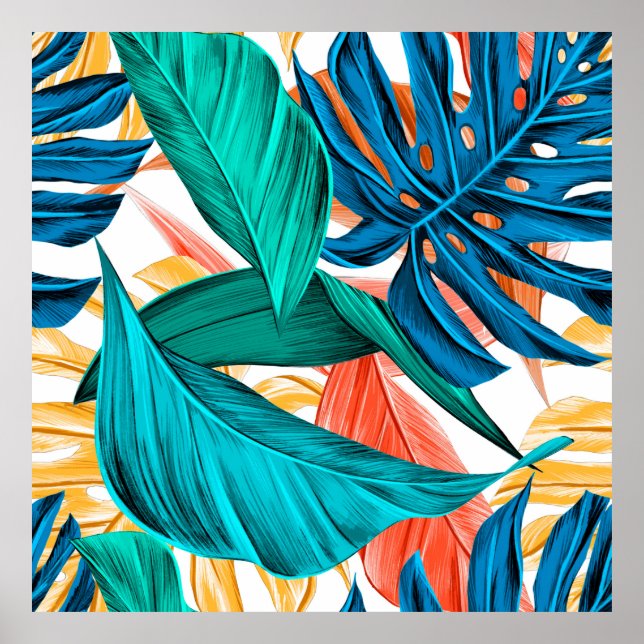 Affiche été tropical feuille exotique (Devant)
