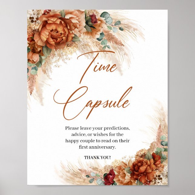 Affiche Été tropical terre cuite pampas Capsule temporelle (Devant)