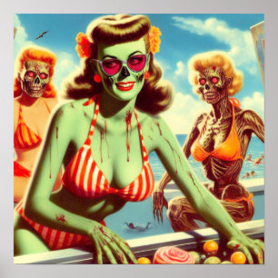 Affiche Été Zombie Pin up