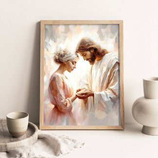 Affiche Eternal Love, Christian Art, Jesus and Woman Art, 