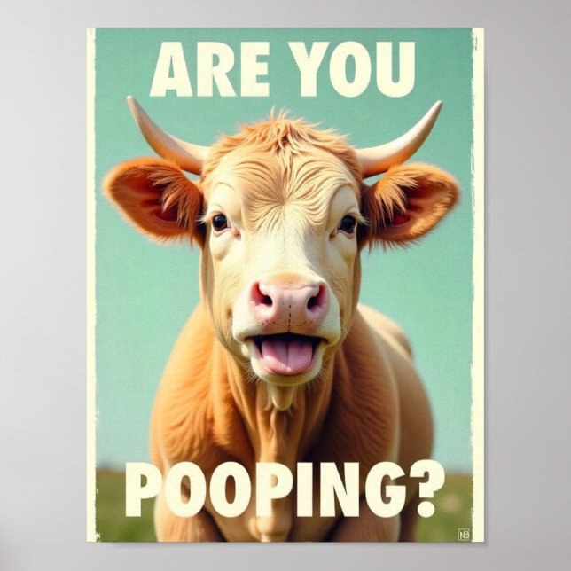 Affiche Êtes-vous en train de faire caca ? Vache Highland  (Devant)
