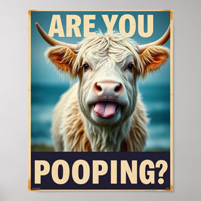 Affiche Êtes-vous en train de faire caca ? Vache Highland  (Devant)
