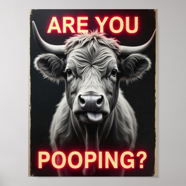 Affiche Êtes-vous en train de faire caca ? Vache Highland  (Devant)