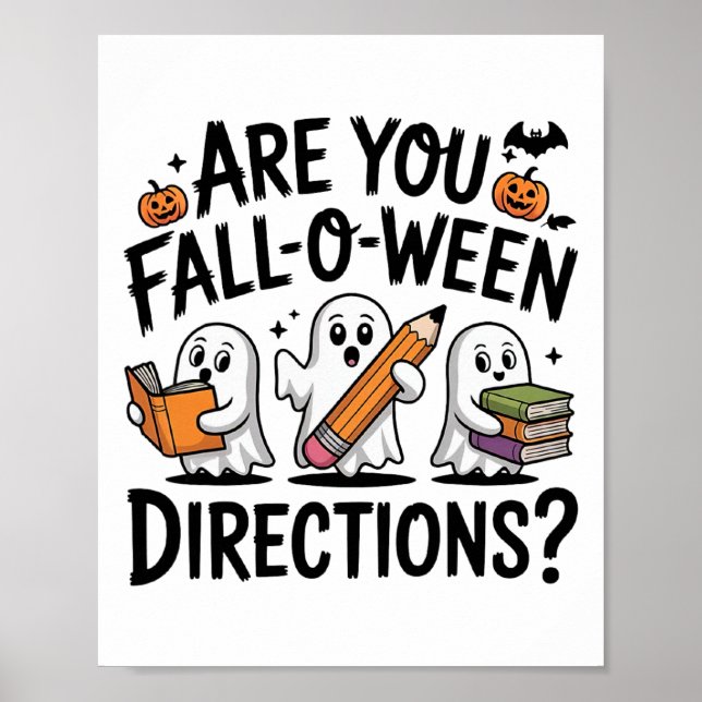 Affiche Êtes-vous Fall O Ween Directions Halloween Enseign (Devant)