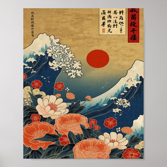 Affiche Ethereal Bloom: The Great Wave Reimagined (Devant)