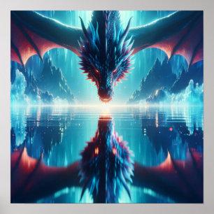Affiche Ethereal Dragon réflexion Ai Art