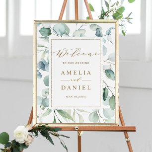 Affiche Ethereal Eucalyptus Gold Greenery Mariage Bienvenu