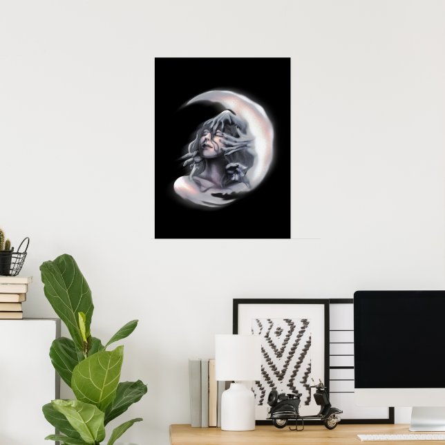 Affiche Ethereal Moon Goddess Surreal Celestial Wall Art  (Bureau à domicile)