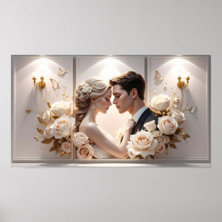 Affiche  Ethereal Romance: Bride and Groom Illustration wi