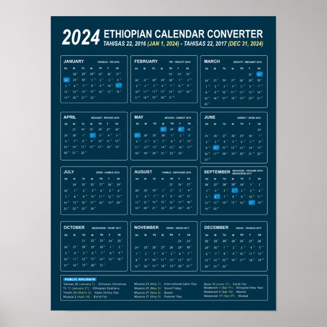 Affiche Ethiopian Calendar Converter Année 2024 Télécharge (Devant)