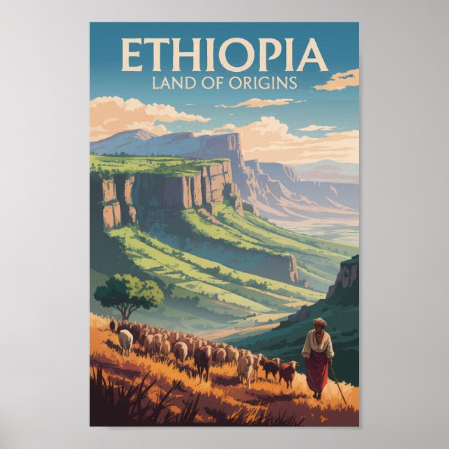 Affiche Ethiopie Shepard Herd Travel Art Vintage (Devant)