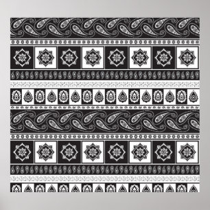 Affiche Ethnic Black White : Motif intemporel