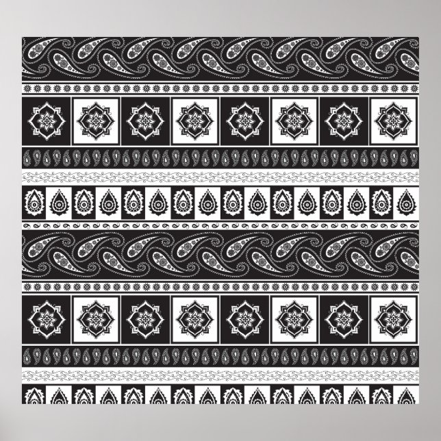 Affiche Ethnic Black White : Motif intemporel (Devant)