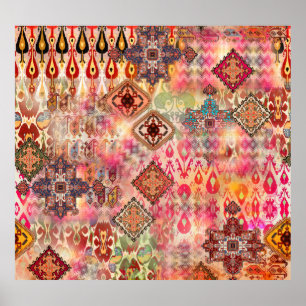 Affiche Ethnic Digital Abstrait Motif sans fil