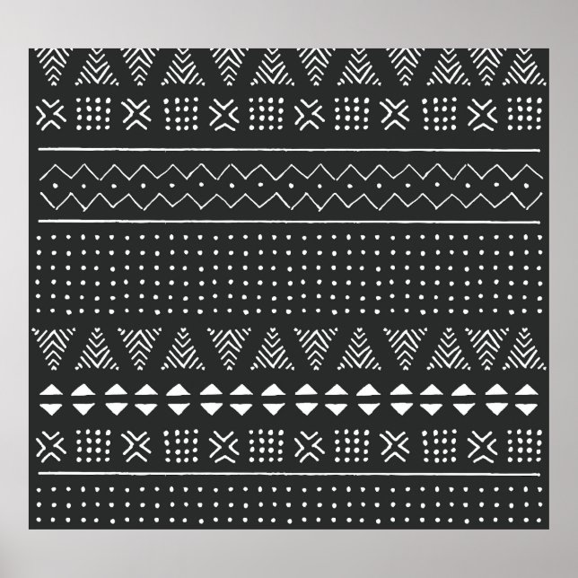 Affiche Ethnie tribale : motif noir blanc. (Devant)