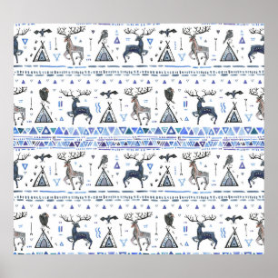 Affiche Ethnique tribale, les animaux rêvent attraper, san