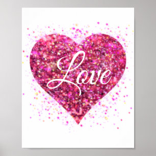 Affiche Étincelle rose parties scintillant coeur amour