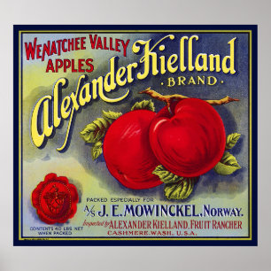 AFFICHE ÉTIQUETTE 1910 DE CAISSE DE FRUIT DE POMMES DE