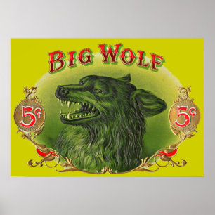 Affiche Étiquette à cigares Big Wolf