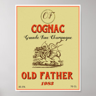 Affiche Étiquette antique de Cognac