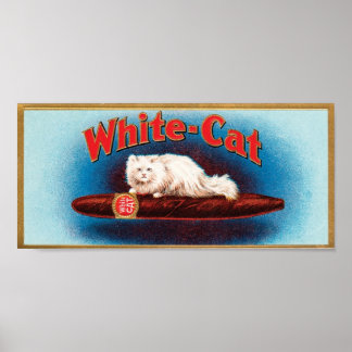Affiche Étiquette blanc Cat Cigar