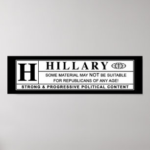 Affiche Étiquette d'avertissement Hillary Clinton