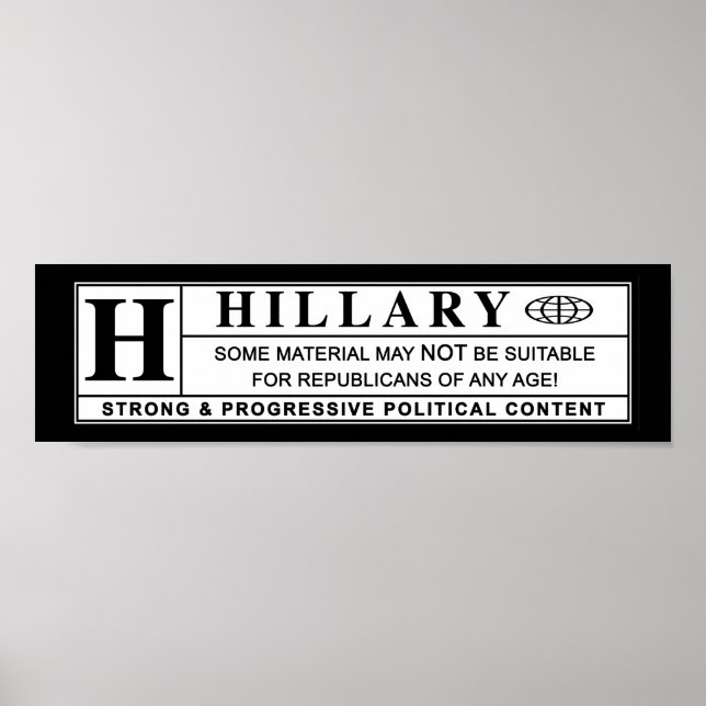 Affiche Étiquette d'avertissement Hillary Clinton (Devant)