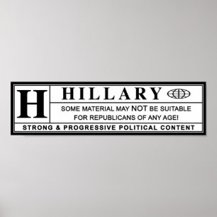 Affiche Étiquette d'avertissement Hillary Clinton