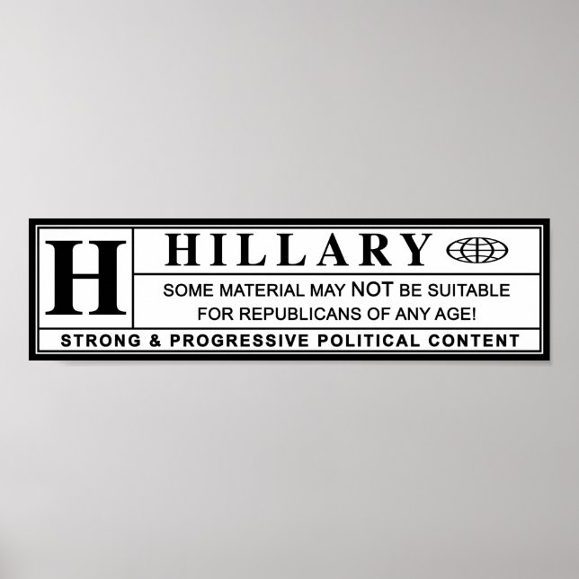 Affiche Étiquette d'avertissement Hillary Clinton (Devant)