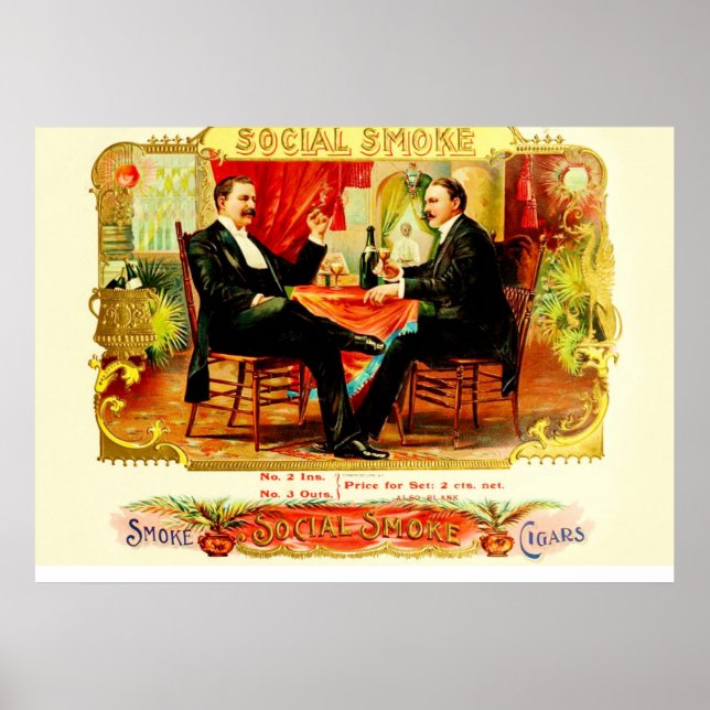 Affiche Étiquette de boîte à cigares vintage (Devant)