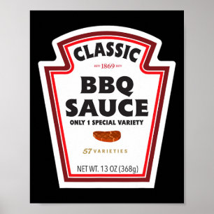 Affiche Étiquette de bouteille de sauce Clic Bbq drôle de