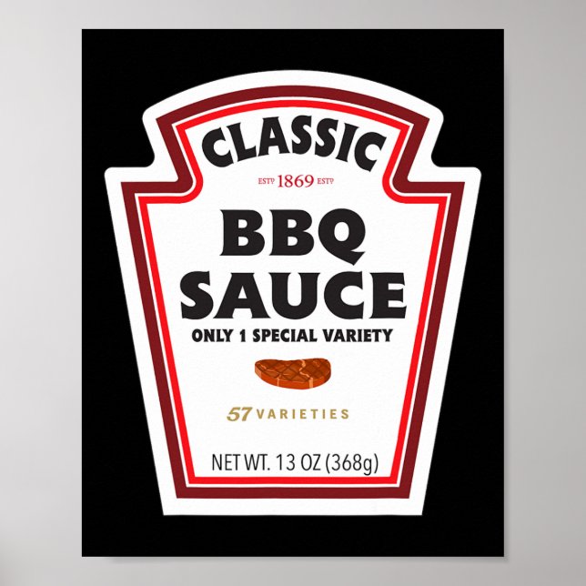 Affiche Étiquette de bouteille de sauce Clic Bbq drôle de  (Devant)