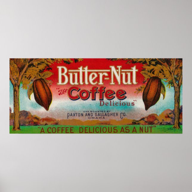 Affiche Étiquette de café Butter NutOmaha, NE (Devant)
