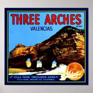 Affiche Étiquette de caisse de fruits Oranges Valencia Tro