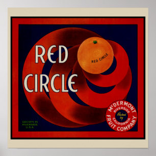 Affiche Étiquette de caisse de fruits vintage Art cercles