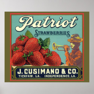 Affiche Étiquette de caisse de fruits vintage Art Patriote