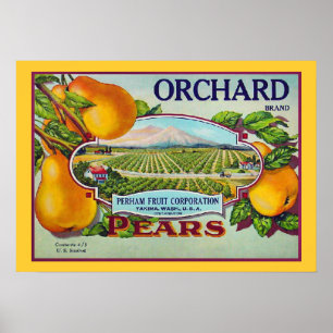 Affiche Étiquette de caisse Vintage pour fruits poires Imp