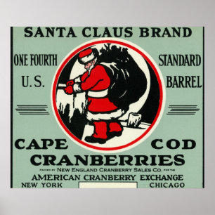 Affiche Étiquette de canneberge de marque de Cape Cod le