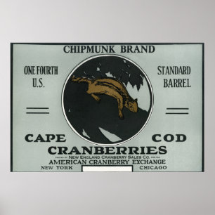 Affiche Étiquette de canneberge de marque de tamia de Cape