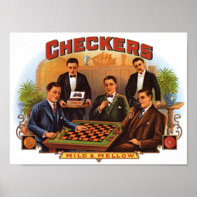 Affiche Étiquette de cigares Checkers (Devant)