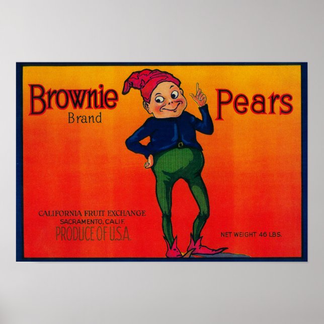 Affiche Étiquette de fréquence de poire Brownie (Devant)