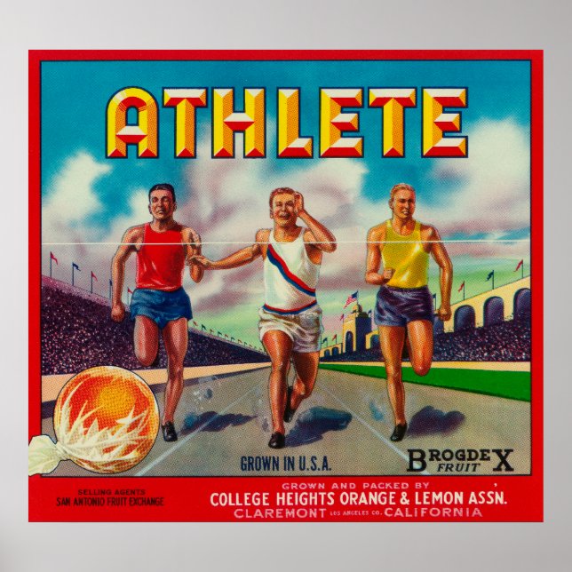 Affiche Étiquette de la marque Athlete Citrus (Devant)