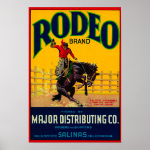 Affiche Étiquette de légume de RodéoSalinas, CA