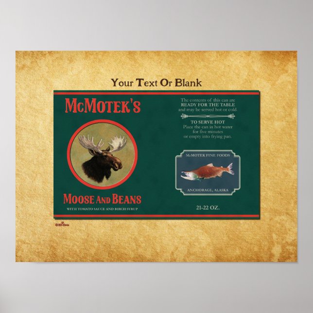 Affiche Étiquette de l'orignal et des haricots de McMotek (Devant)
