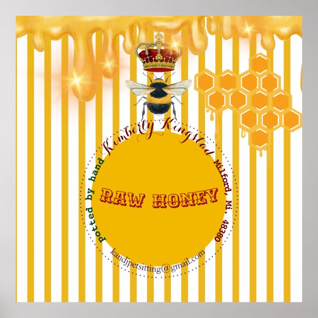 Affiche étiquette de miel brut si beau (Devant)